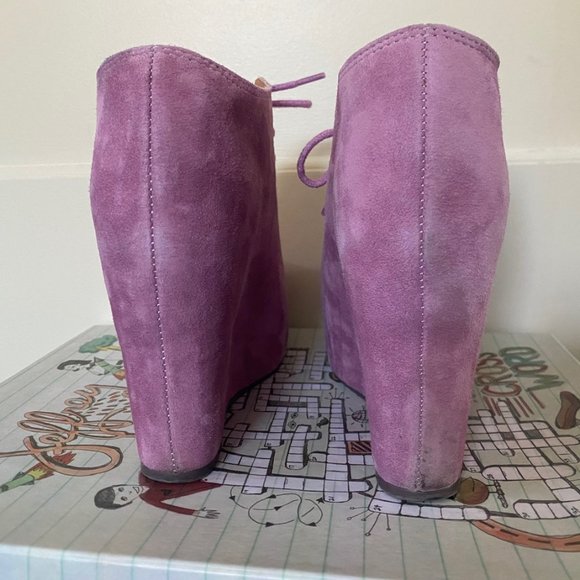 Jeffrey Campbell LAVENDER 99 TIE WEDGES Size 7.5 slightly USED. LILAC - Picture 5 of 11